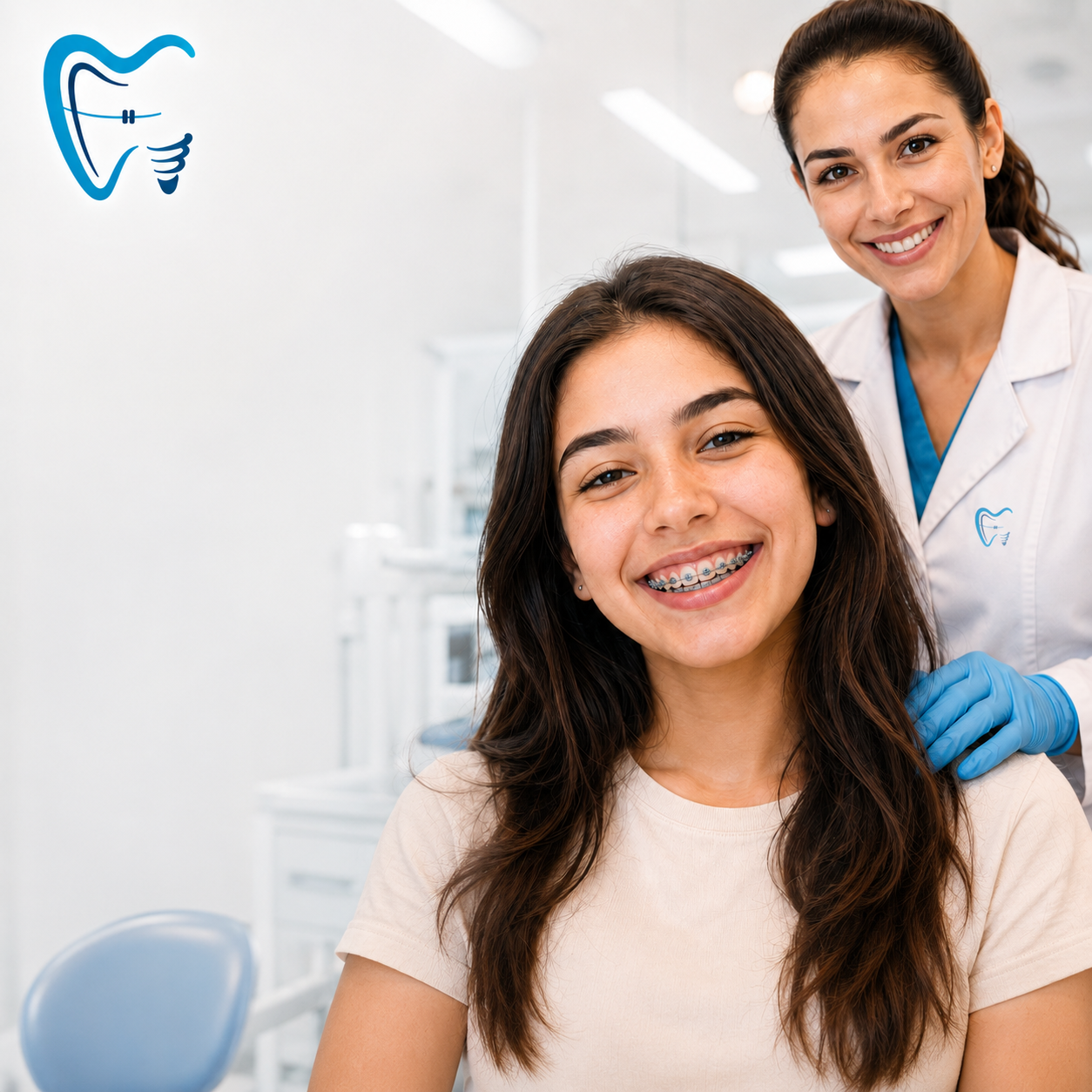 Sorriso com aparelho ortodôntico em destaque - Tratamento Liniodonto